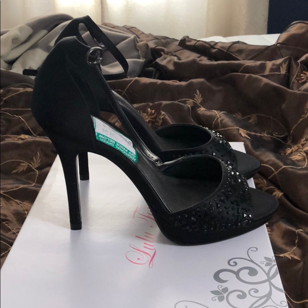Black sandal heels size 6 dressy sparkle